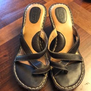 Born Brown Wedge Sandals Size 9
